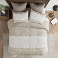 3 Piece Cotton Comforter Set With Chenille Tufting Taupe Cotton