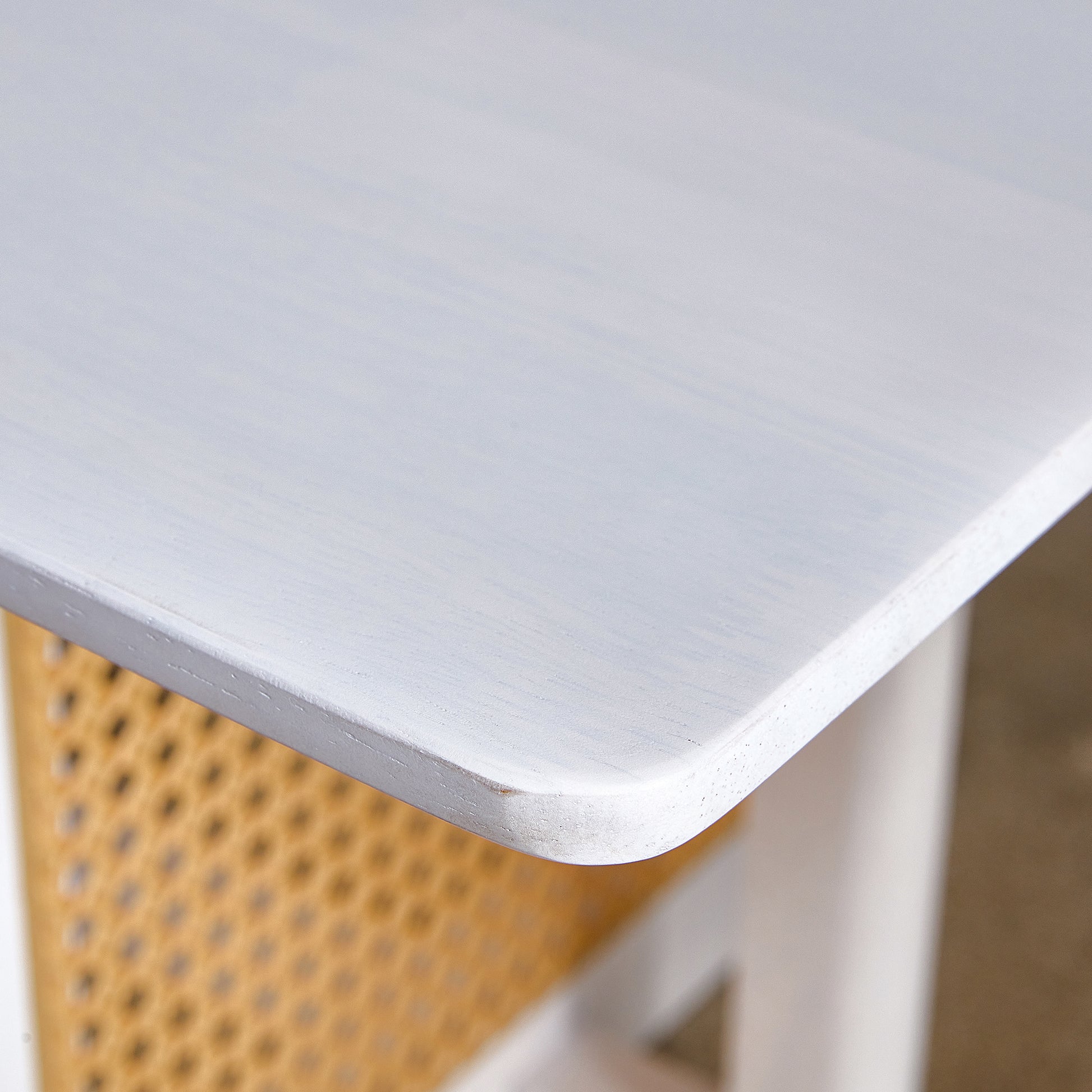 Chinese Style White Solid Wood And Imitation Rattan Coffee Table, Rectangular Solid Wood Coffee Low Table, Small Living Room Coffee Table White Solid Wood
