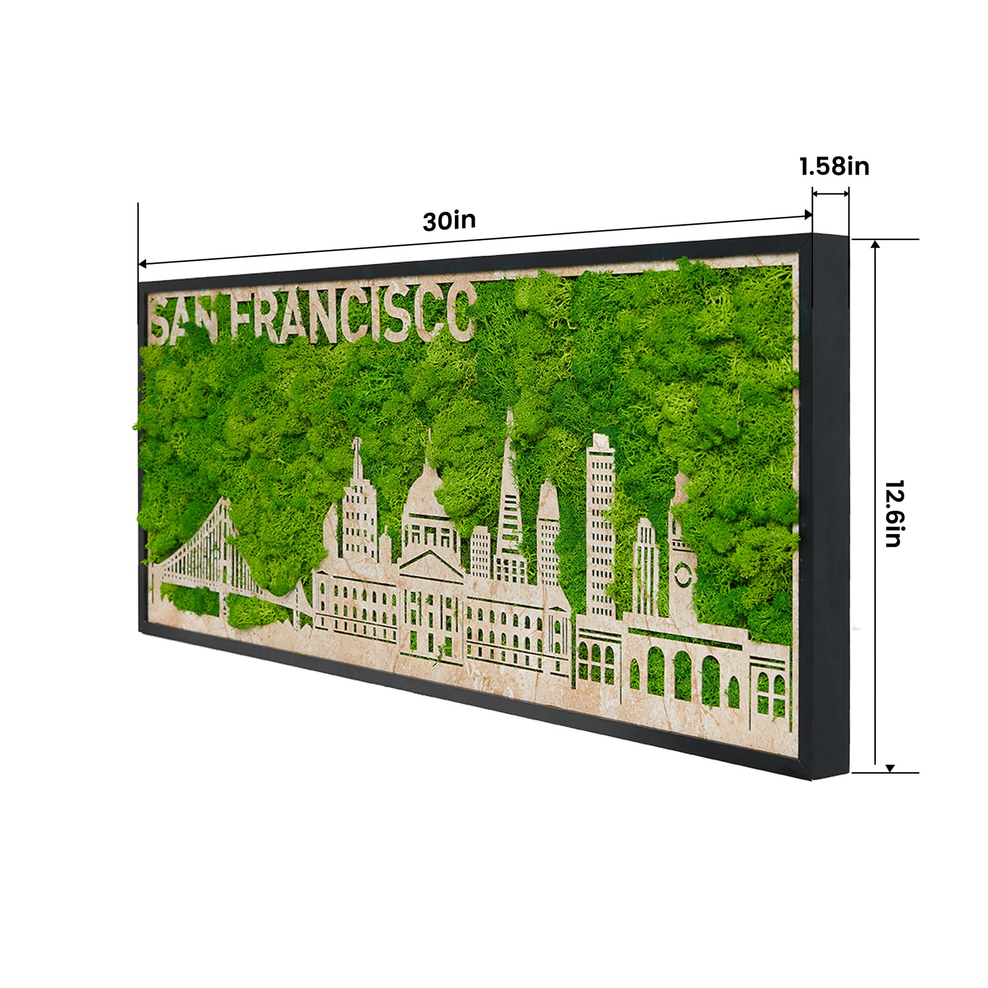 San Francisco Moss City Metal Wall Art Green Iron