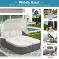 Outdoor Patio Furniture Set Daybed Sunbed With Retractable Canopy Conversation Set Wicker Furniture As Same As Wy000281Aae Beige Rattan