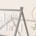 Full Tent Shaped Floor Bed, With Guardrails, Slats, Door ,Grey Full Grey Wood Bedroom American Design Pine Bed Frame Pine