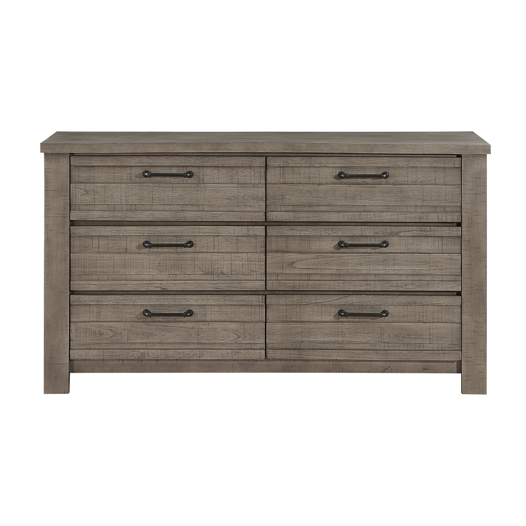 Rustic Style 1Pc Gray Dresser Of 6X Drawers Metal Hardware Wooden Bedroom Furniture Gray Bedroom Industrial,Rustic Wood