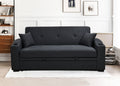 75 Inch 3 In 1 Convertible Modern Sofa With Convenient Pull Out Bed,Reclining Backrest, Cup Holders,Pillows And Pockets, Futon Couches For Living Room Apartment Office,Dark Blue Light Brown Wood Primary Living Space Heavy Duty Eucalyptus 3 Seat Dark Blue
