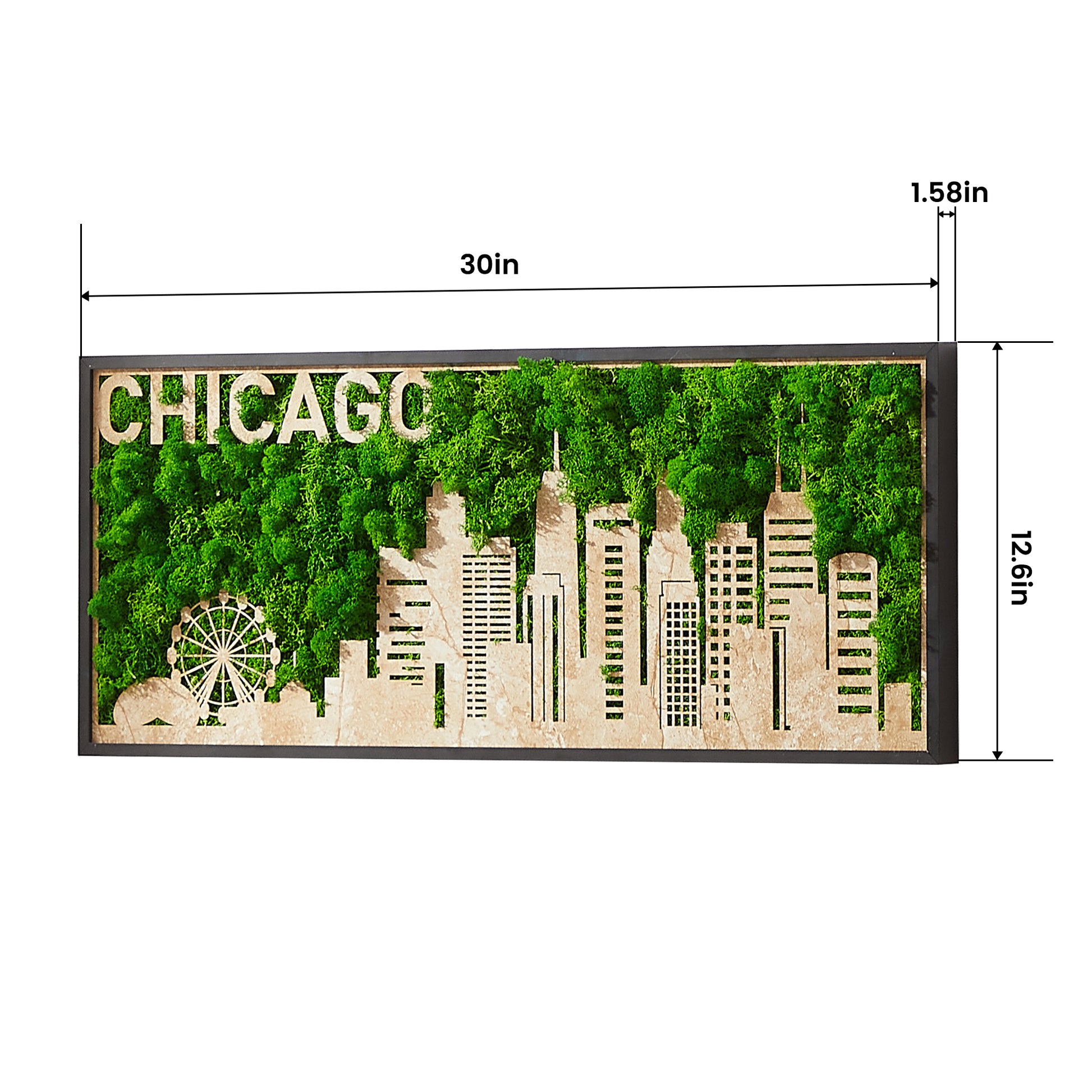 Chicago Moss City Metal Wall Art Green Iron