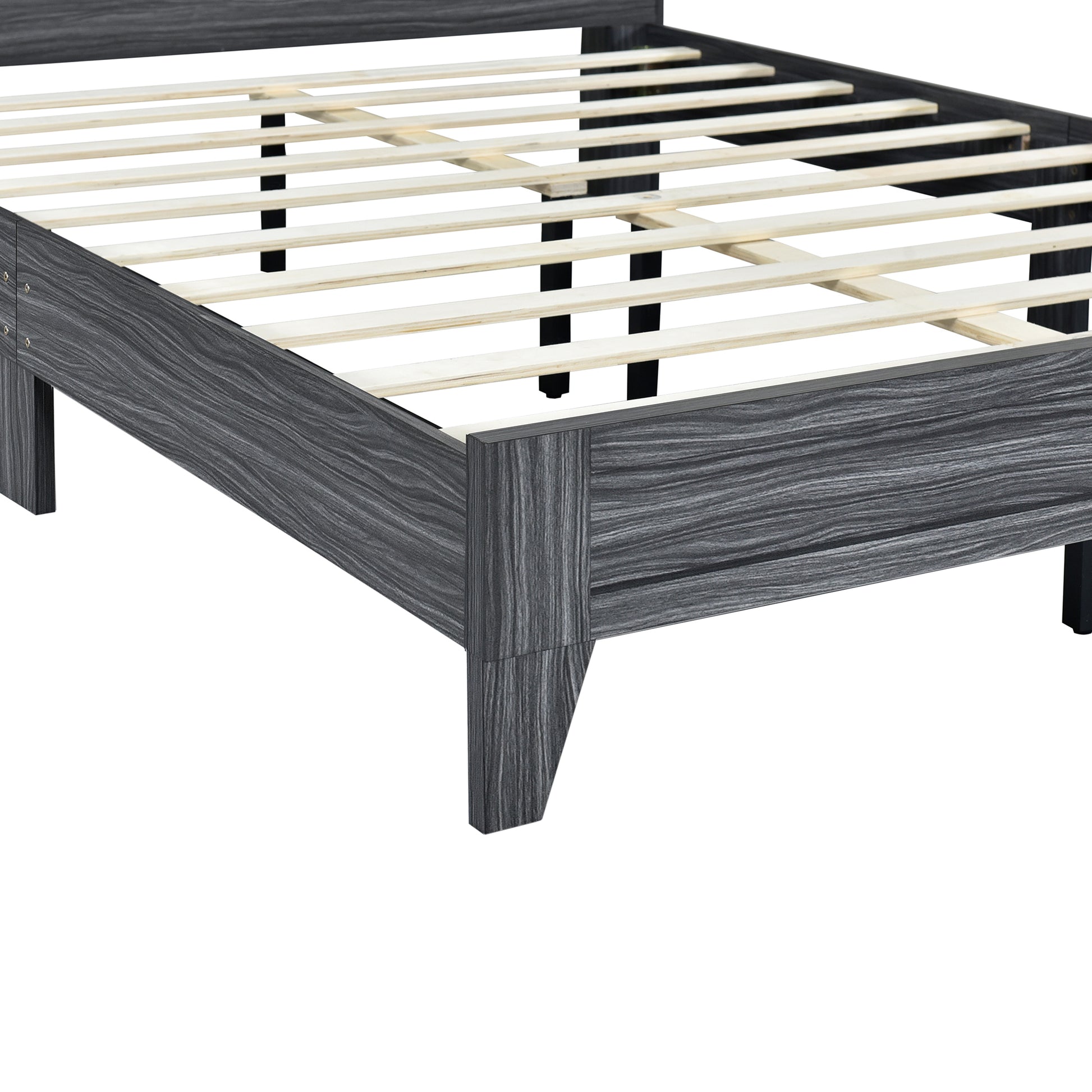 Queen Size Storage Platform Bed Frame With 4 Open Storage Shelves And Usb Charging Design,Gray Gray Solid Wood Mdf