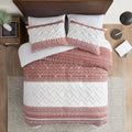 3 Piece Cotton Duvet Cover Set With Chenille Tufting Auburn Cotton