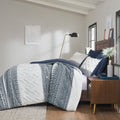 3 Piece Cotton Comforter Set With Chenille Tufting Navy Cotton