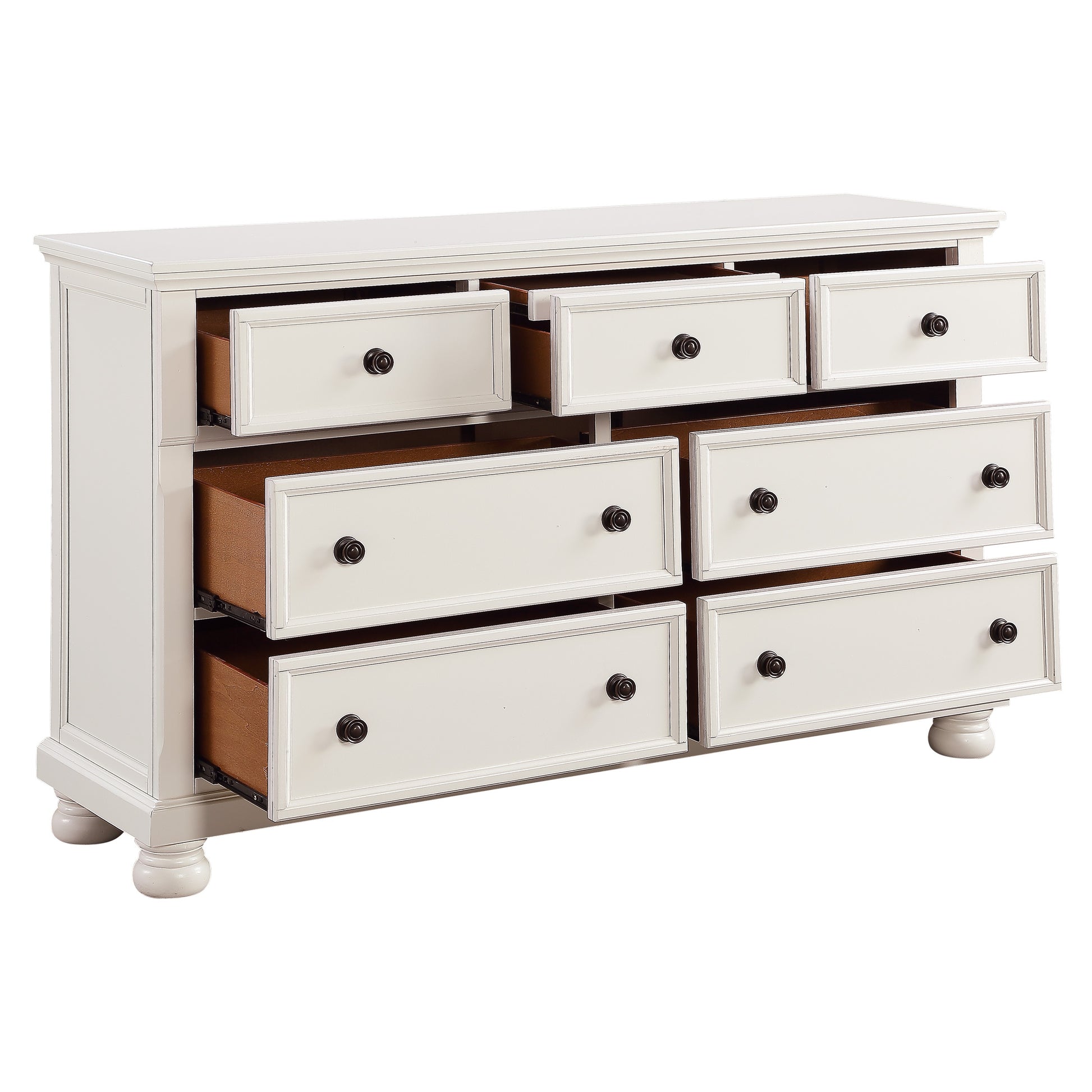 Transitional White Finish Dresser Of 7 Drawers Jewelry Tray Traditional Design Bedroom Wooden Furniture White Bedroom Traditional,Transitional Wood