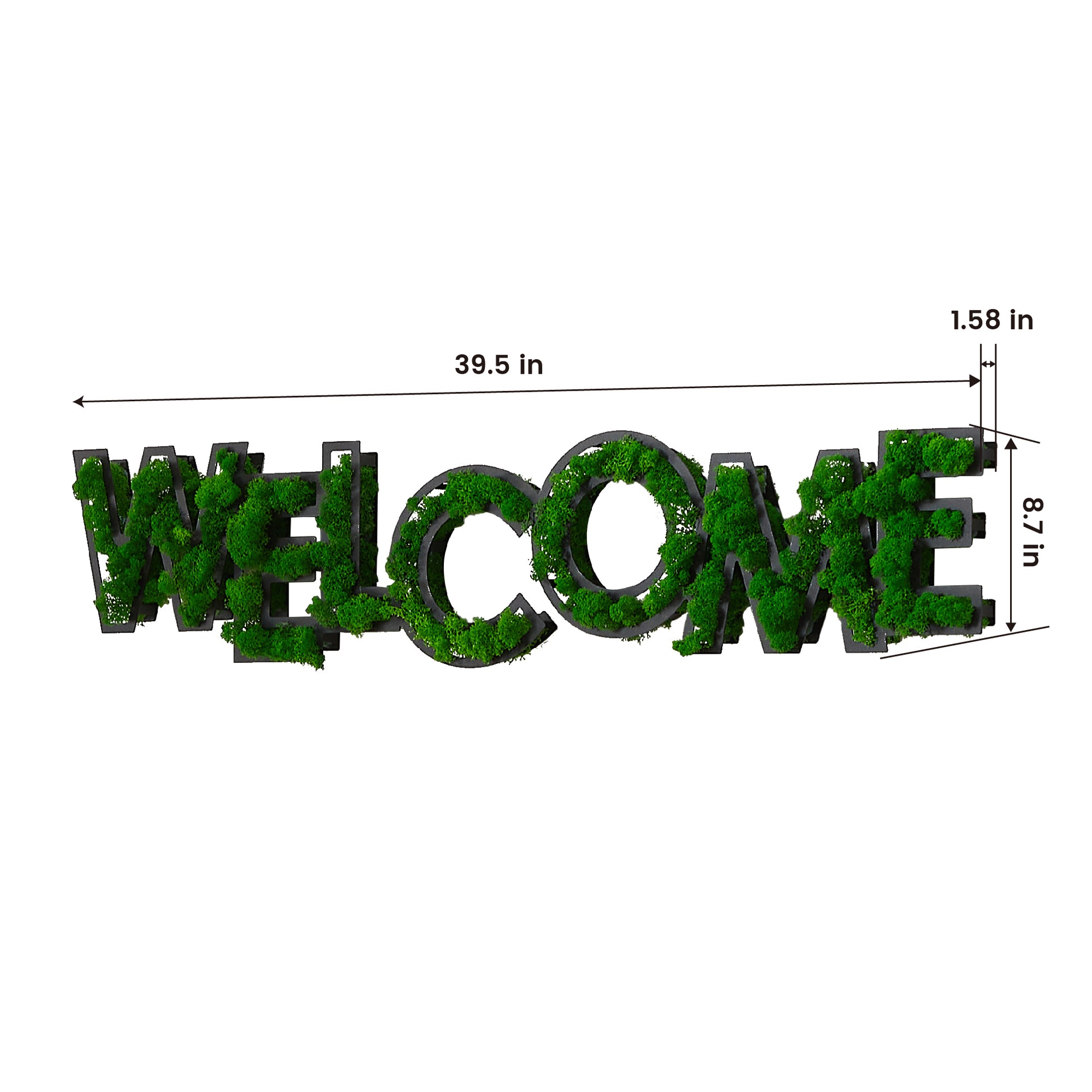 Welcome Letter Art Moss Wall Decor Green Iron