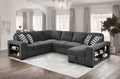 125'' Modern U Shaped 7 Seat Sectional Sofa Couch With Cabinet,Sofa Bed With Storage Chaise Pull Out Couch Bed For Living Room,Dark Gray Light Brown Wood Primary Living Space Heavy Duty Eucalyptus 7 Seat Dark Gray Polyester Soft Pillow Back Modern Square