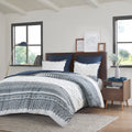 3 Piece Cotton Comforter Set With Chenille Tufting Navy Cotton