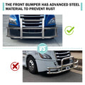 Stainless Steel Deer Guard Bumper For Freightliner Cascadia 2018 2022 With Brackets Chrome Stainless Steel