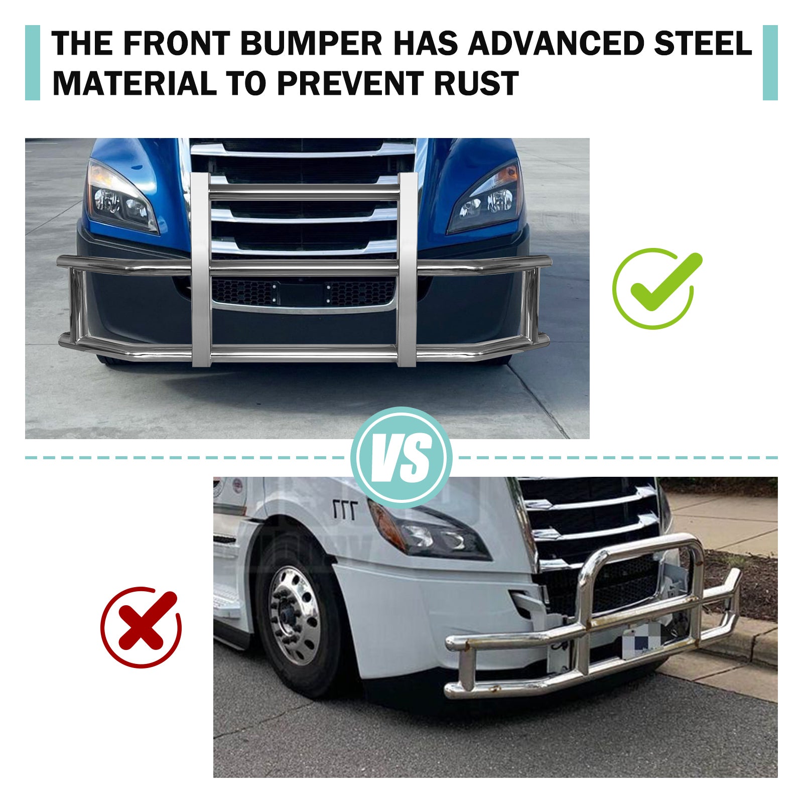 Stainless Steel Deer Guard Bumper For Freightliner Cascadia 2018 2022 With Brackets Chrome Stainless Steel