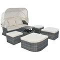 Outdoor Patio Furniture Set Daybed Sunbed With Retractable Canopy Conversation Set Wicker Furniture As Same As Wy000281Aae Beige Rattan