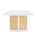 Chinese Style White Solid Wood And Imitation Rattan Coffee Table, Rectangular Solid Wood Coffee Low Table, Small Living Room Coffee Table White Solid Wood