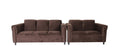 Suede Loveseat And Sofa Set For Living Room, Modern D Cor Couch Sets For Living Room, Bedrooms With Solid Wood Frame Dark Brown Dark Brown Wood Foam Suede