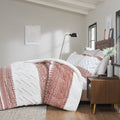 3 Piece Cotton Duvet Cover Set With Chenille Tufting Auburn Cotton