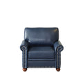 Living Room Sofa Single Seat Chair With Wood Leg Navy Blue Faux Leather Navy Blue Foam Pu Leather