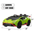 12V Battery Powered Ride On Car For Kids, Licensed Lamborghini, Remote Control Toy Vehicle With Music Player, Led Light, 2 Driving Modes Green Polypropylene