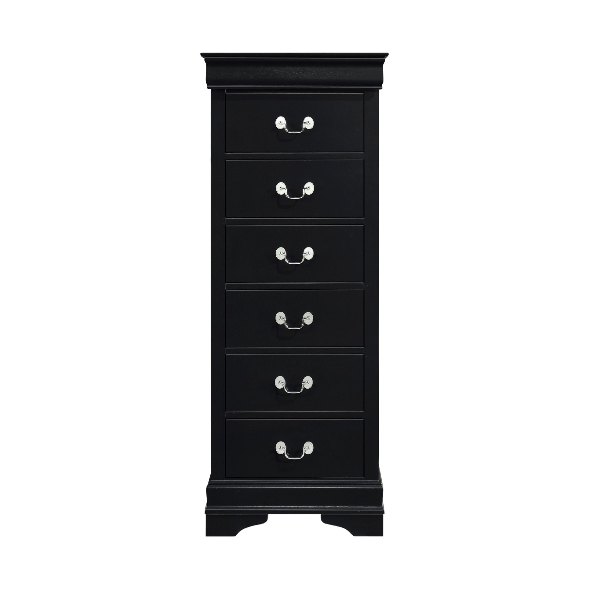 Traditional Design Louis Phillippe Style 1Pc Lingerie Chest Of 7X Drawers Black Finish Hidden Drawers Wooden Furniture Black Wood