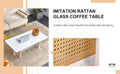 Chinese Style White Solid Wood And Imitation Rattan Coffee Table, Rectangular Solid Wood Coffee Low Table, Small Living Room Coffee Table White Solid Wood