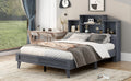 Queen Size Storage Platform Bed Frame With 4 Open Storage Shelves And Usb Charging Design,Gray Gray Solid Wood Mdf