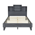 Full Size Storage Platform Bed Frame With 4 Open Storage Shelves And Usb Charging Design,Gray Full Gray Solid Wood Mdf