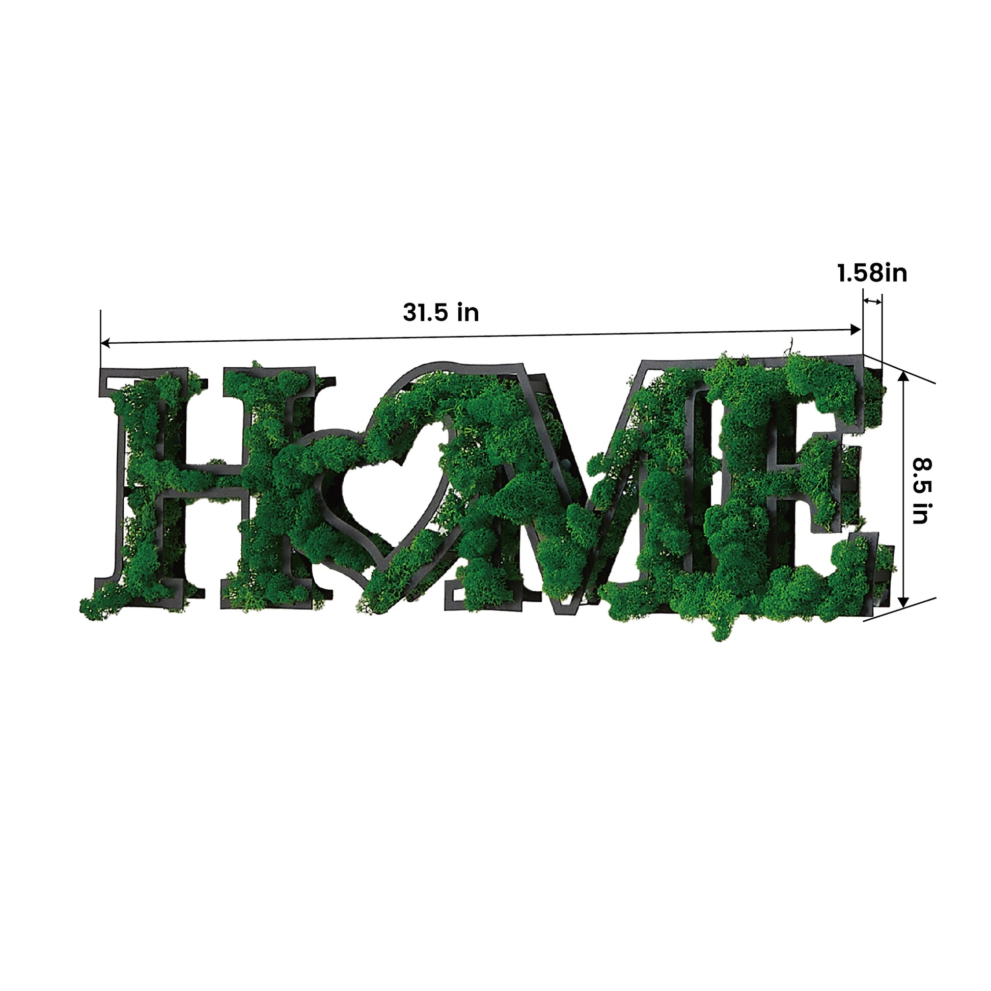 Home Letter Art Moss Wall Decor Green Iron