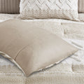 3 Piece Cotton Comforter Set With Chenille Tufting Taupe Cotton