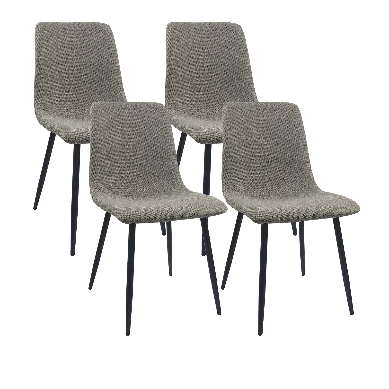 Mdf Wood Colour Dining Table And Modern Dining Chairs Set Of 4, Mid Century Wooden Kitchen Table Set, Metal Base & Legs, Dining Room Table And Linen Chairs Natural Grey Kitchen Mid Century Modern Mdf