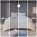 3 Piece Cotton Seersucker Comforter Set Ivory Cotton