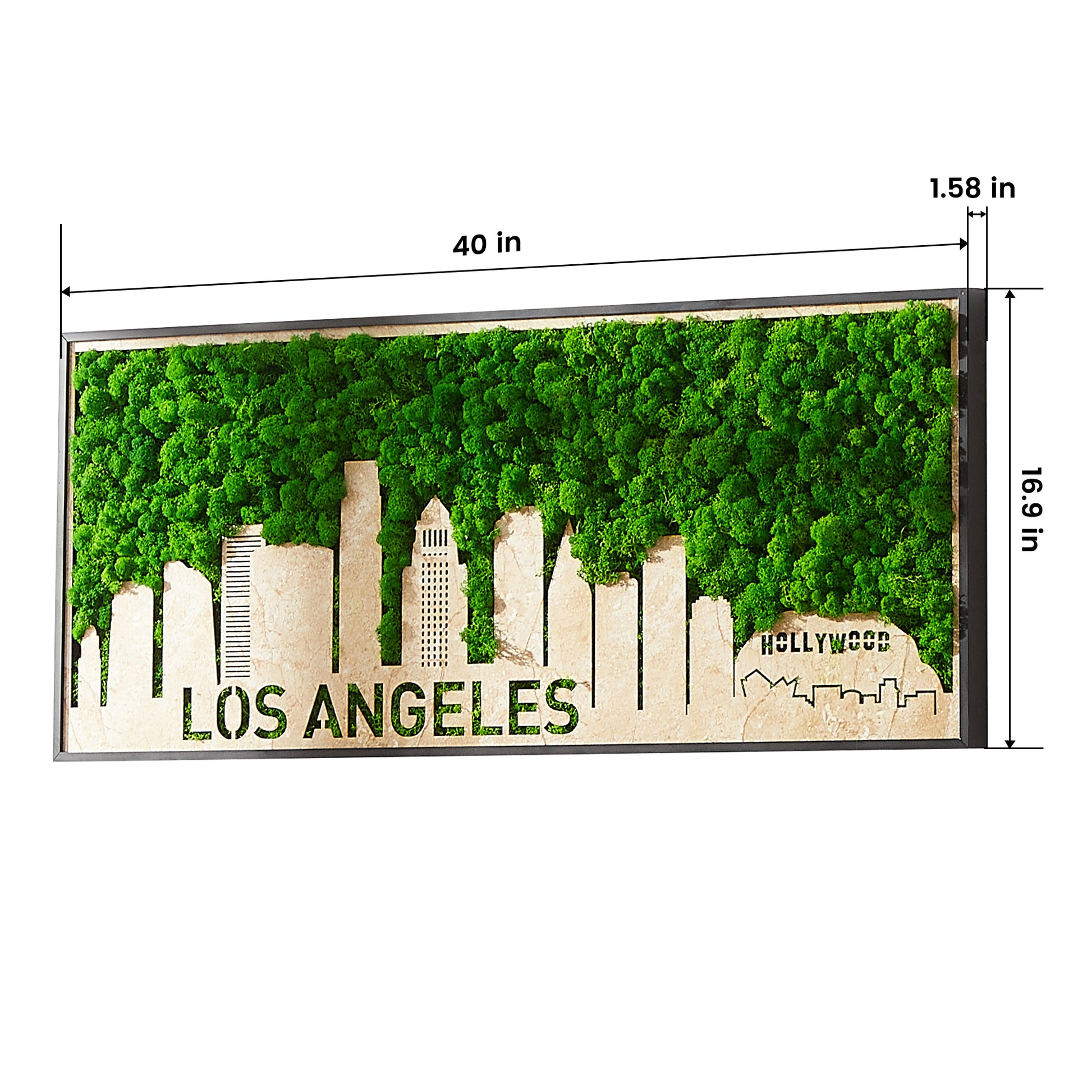 Los Angeles Moss City Metal Wall Art Medium Green Iron