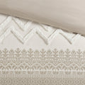 3 Piece Cotton Comforter Set With Chenille Tufting Taupe Cotton