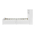 Twin Size Storage Platform Bed Frame With 4 Open Storage Shelves And 2 Storage Drawers,Led Light,White White Solid Wood Mdf