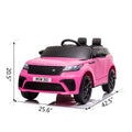 12V Licensed Range Rover Kids Ride On Car, Battery Powered Vehicle W Remote Control, Led Lights, Music, Spring Suspension, Soft Start, Electric Car Toy Gift Pink Polypropylene