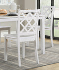 Classic Transitional 5Pc Dining Set White Finish Dining Table And Four Side Chairs Set Lattice Back Wooden Dining Furniture Set Wood Wood White Seats 4 Wood Dining Room 48 Inches Casual,Classic,Transitional 4 Leg Rectangular Dining Table With Chair Wood