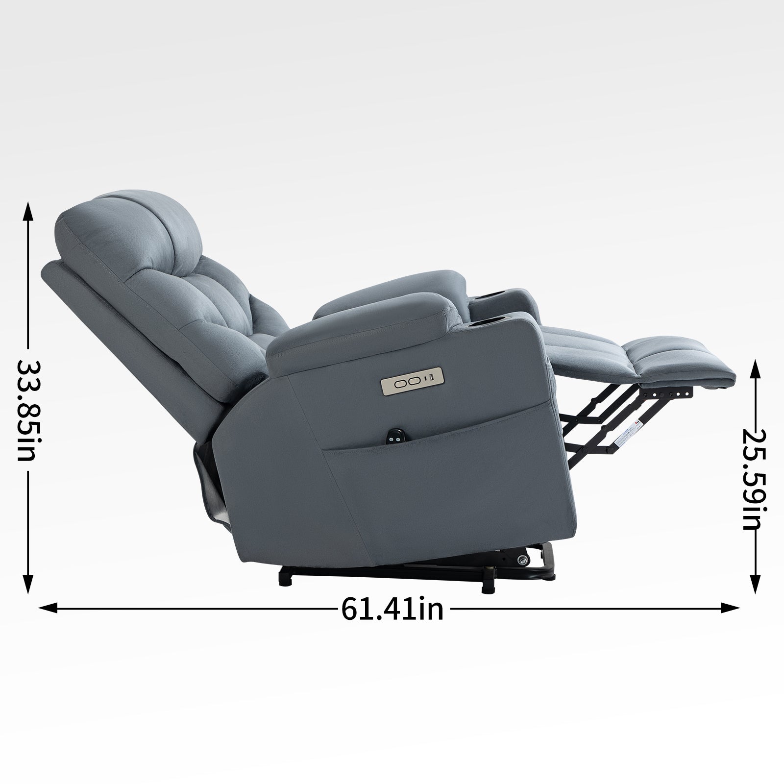 Up To 350 Lbs Power Lift Recliner Chair, Heavy Duty Motion Mechanism With 8 Point Vibration Massage And Lumbar Heating, Cup Holders, Usb And Type C Ports, Removable Cushions, Blue White Metal Primary Living Space Heavy Duty Pine Blue Gray Microfiber