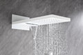 Wall Mounted Waterfall Rain Shower System With 3 Body Sprays & Handheld Shower White Brass