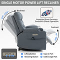 Up To 350 Lbs Power Lift Recliner Chair, Heavy Duty Motion Mechanism With 8 Point Vibration Massage And Lumbar Heating, Cup Holders, Usb And Type C Ports, Removable Cushions, Blue White Metal Primary Living Space Heavy Duty Pine Blue Gray Microfiber