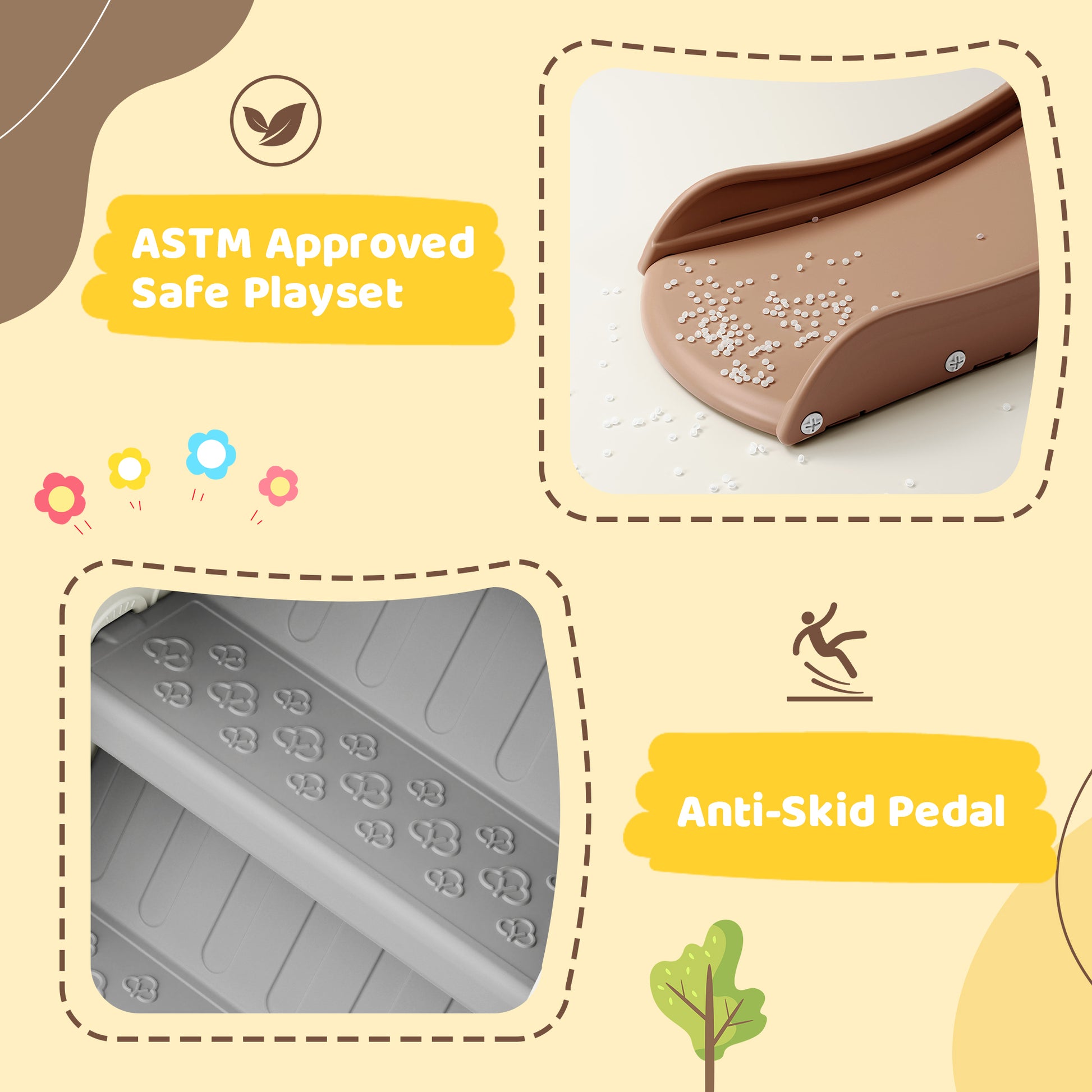 4 In 1 Toddler Slide And Swing Set, Kids Playground Climber Slide Playset With Basketball Hoop,Freestanding Combination For Babies Coffee 50 99 Lbs Hdpe