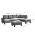 Sofa Set For Living Room With Chaise Lounge And Storage Ottoman Living Room Furniture Gray Grey Fabric