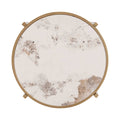 Modern Side Table, Pandora Sintered Stone End Table, Golden Small Coffee Table, 20.67''W X 20.67''D X 21.65'H Golden Iron