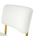 Modern Simple Light Luxury Dining White Chair Home Bedroom Stool Back Dressing Chair Student Desk Chair Gold Metal Legs Set Of 4 Metal White Teddy