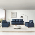 Living Room Sofa With Storage Sofa 1 2 3 Sectional Navy Blue Faux Leather Navy Blue Foam Pu Leather