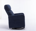 022 Linen Fabric Swivel Rocking Chair Gilder Chair With Pocket,Navy Blue Cushion Solid Navy Blue White Primary Living Space Foam Wipe Clean Modern Rocking Chairs Eucalyptus Tufted Back Foam Linen