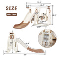 4 In 1 Toddler Slide And Swing Set, Kids Playground Climber Slide Playset With Basketball Hoop,Freestanding Combination For Babies Coffee 50 99 Lbs Hdpe