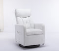 022 Teddy Fabric Swivel Rocking Chair Gilder Chair With Pocket,White Cushion Solid White White Primary Living Space Sponge Wipe Clean Modern Rocking Chairs Eucalyptus Tufted Back Foam Teddy