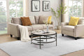 32.48'' Round Coffee Table With Sintered Stone Top&Sturdy Metal Frame, Modern Coffee Table For Living Room, Darker Gray Gray Iron