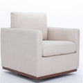 Mid Century Modern Swivel Accent Chair Armchair For Living Room, Bedroom, Guest Room, Office, Beige Beige Linen