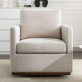 Mid Century Modern Swivel Accent Chair Armchair For Living Room, Bedroom, Guest Room, Office, Beige Beige Linen